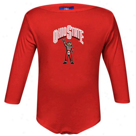 Ohio State Buckeyess Infant Scarlet Mascot Long Sleeve Creeper