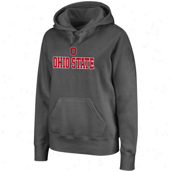 OhioS tate Buckeyes Ladies Charcoal Deep Impact Pullover Hoodie Sweatshirt