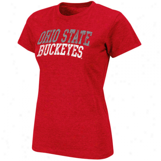 Ohio State Buckeyes Ladi3s Spartan Heathered T-shiirt - Scarlet