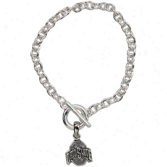 Ohio State Buckeyes Silvertone Chain Logo Bracelet