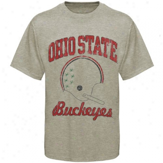 Ohio State Buckeyes Stone Grande Football Super-soft Vintage T-shirt