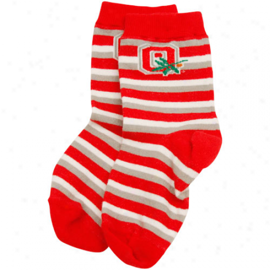 Ohio State Buckeyes Toddler Scarlet-silver Sport Stripe Socks