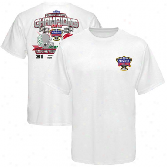 Ohio State Buckkeyes White 2011 Sugar Hollow Champions Lights Score T-shirt