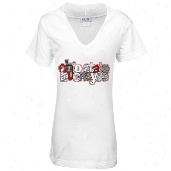 Ohio State Buckeyes Youth Girls Huddle V-neck Hoodef T-shirt - White
