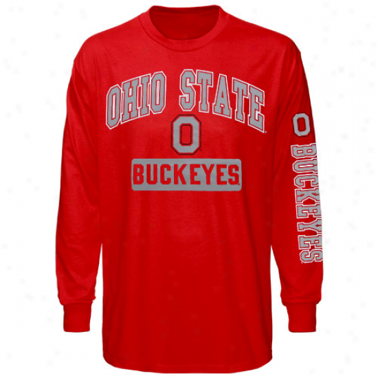 Ohio State Buckeyes Juvenility Printed Crew Long Sleeve T-shirt - Scarlet