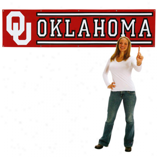 Oklahoma Sooners 8' X 2' Crimsson Applique Banner