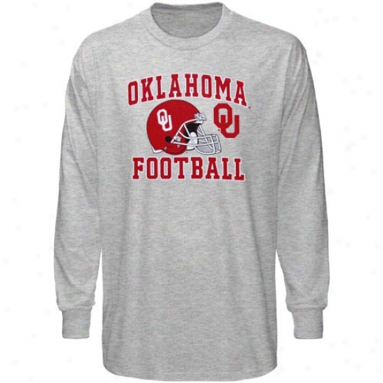 Oklahoma Sooners Ash Football Booster Long Sleeve T-shirt