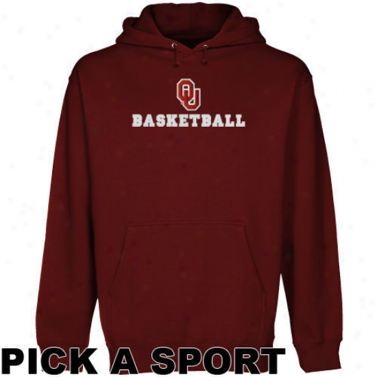 Oklahoma Sooners Crimson Custom Sport Logo Applique Midweight Pulllver Hoody -