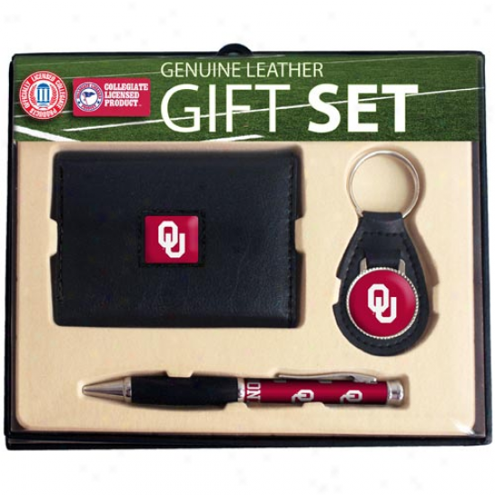 Oklahoma Sooners Executive Wallet, Key Fob&  Pen Gift Set