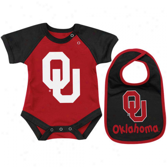 Oklahoma Sooners Infant Derby Creeper & Bib Set - Crimson/black