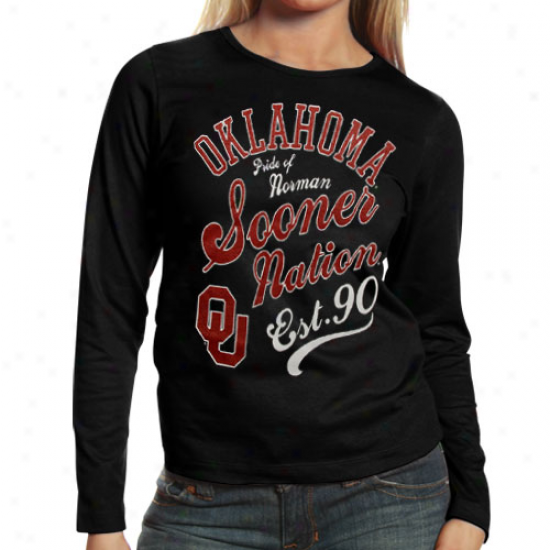 Oklahoma Sooners Ladies Splashy Long Sleeve T-shirt - Black