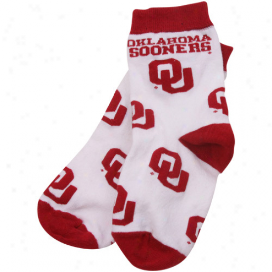 Oklahoma Soonrrs Toddler White Alllover Crew Socks