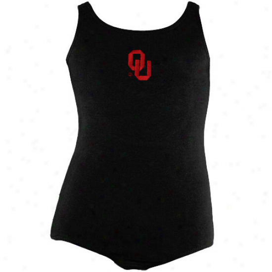 Oklahoma Sooners Youth Girls Black Tank Leotard