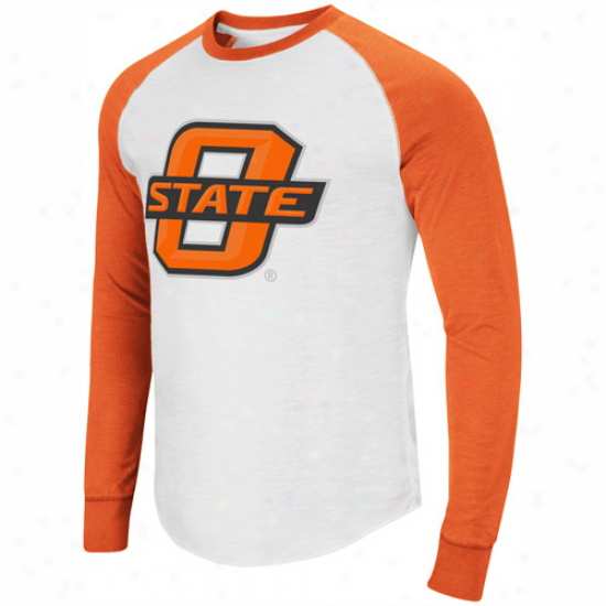 Oklahoma State Cowboys Pressbox Slub Raglan Long Sleeve T-shirt - White/orange