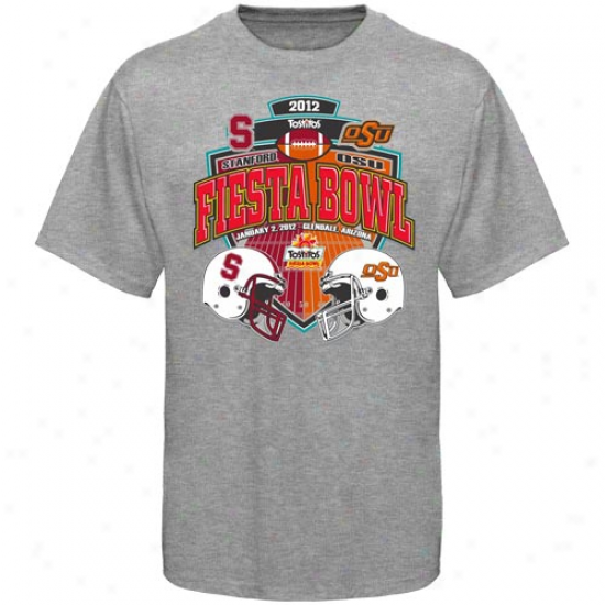 Oklahoma State Cowboys Vs. Stanford Cardinal Youth 2012 Fiesta Bowl oBund T-shirt - Gray