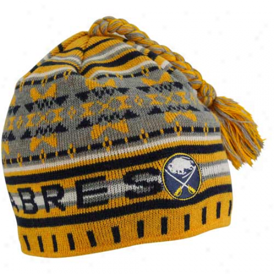 Old Time Hockey Buffalo Sabres Gold Fission Tassel Knit Beanie