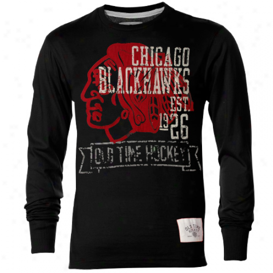 Old Time Hockey Chicago Blcakhawks Axel Premium Long Sleeve T-shirt - Black