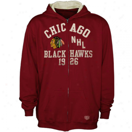 Ancient Time Hockey Chicago Blackhawks Youth Burgundy Peralta Full Zip Hoodie Sweatshirt