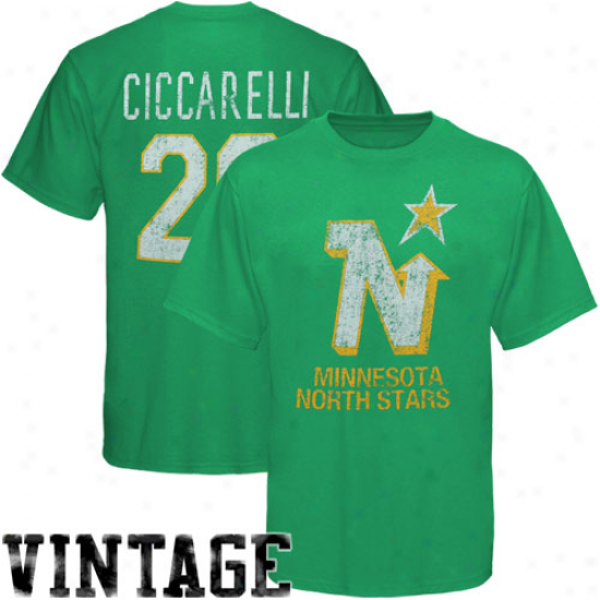 Old Time Hockey Dino Ciccarelli Monnesota No5th Stars #20 Alumni Player Name & Number Vin5age T-shirt -green