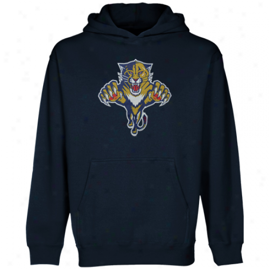 Old Time Hockey Florida Panthers Youth Navy Blue Big Logo Pullover Hoodie Sweatshirt