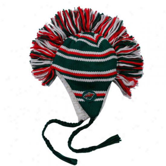 Old Time Hockey Minnesota Impetuous Green-red Mohawk Tassel Knit Beanie