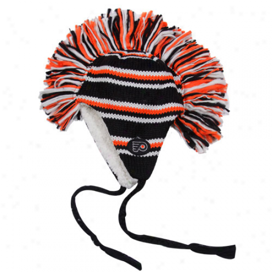 Old Time Hockey Philadelphia Flyers Black-orange Mohawk Tassel Knit Beanie