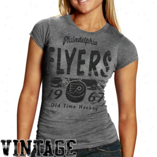 Old Time Hockey Philadelphia Flyers Ladies Melino Tri-blend T-shirt - Ash