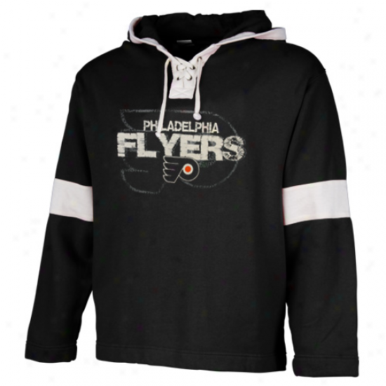 Old Time Hockey Philadelphia Flyers Youth Black Orton Lace-up Pullover Hoodie Sweatshirt