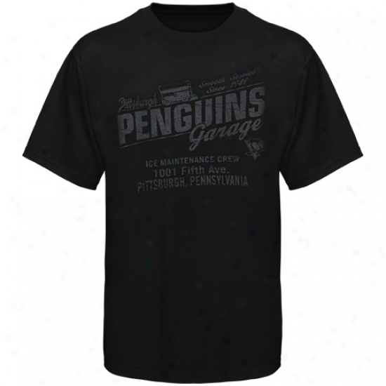 Old Time Hockey Pittsburgh Pengiins Black Garage T-shirt