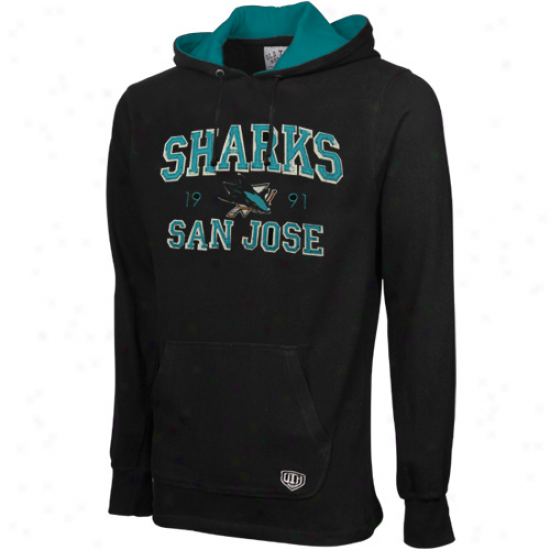 Old Spell Hockey San Jose Sharks Black Leighton Pullover Hoodie Swearshirt