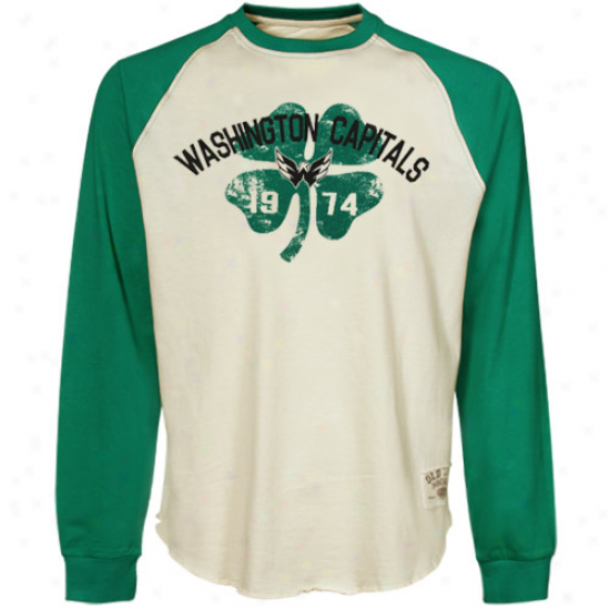 Old Time Hockey Washington Capitals Cream-kelly Green Claydee St. Patty's Long Sleeve Raglan T-shirt