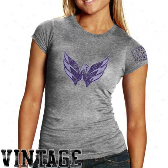 Old Time Hockey Washington Capitals Ladies Ash Hockey Fights Cancer Tri-blend T-shirt