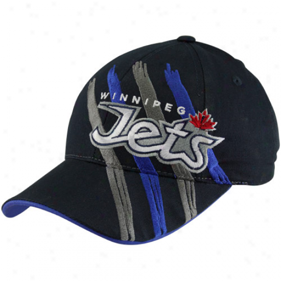 Old Time Hockey Winnipeg Jets Youth Navy Blue Duncan Adjustable Hat