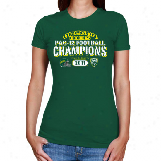 Oregon Ducks Ladies 2011 Pac-12 Football Champions T-shirt - Green