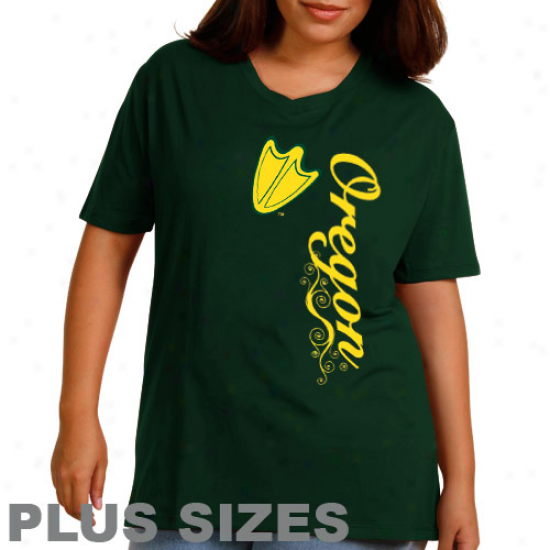 Oregon Ducks Ladies Dolly Glitter Plus Sizes T-shirt - Unripe