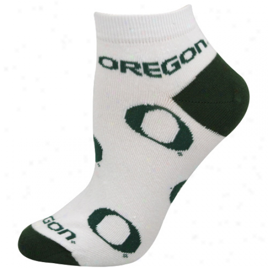 Oregon Ducks Ladies White Allover Logo Ankle Socks