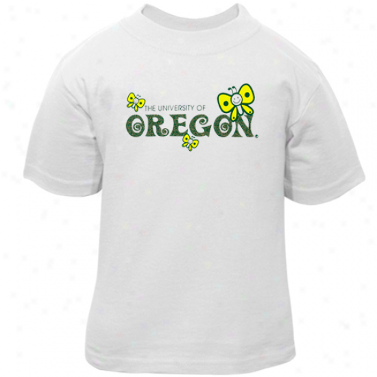 Oregon Ducks Toddler Girls Butterfly T-shirt - White