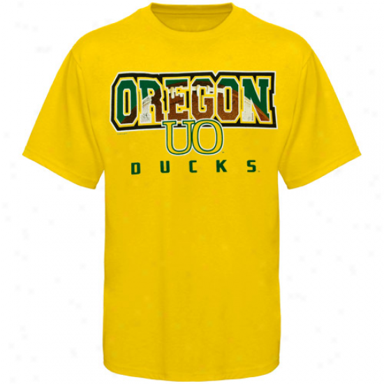 Oregon Ducks Yellow Football Cut-out T-shirt