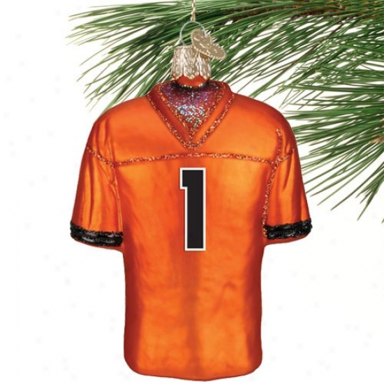 Oregon State Beavers #1 Orange Glass Football Jersey Ornament