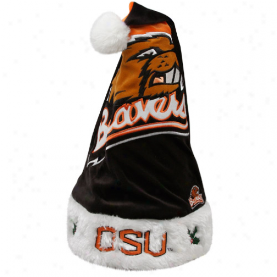 Oregon State Beavers Black-orange Runoff Color Block Santa Hat