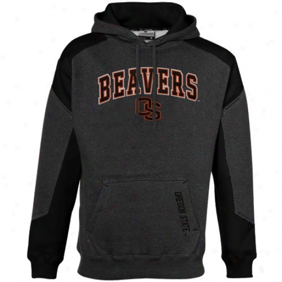 Oregon Condition Beavers Charcoal-lback Challenger Heathered Hoody Sweatshirt