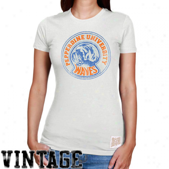 Original Retro Brand Pepperdine Waves  Ladies Cream Vintage Reward Crew Neck T-shirt