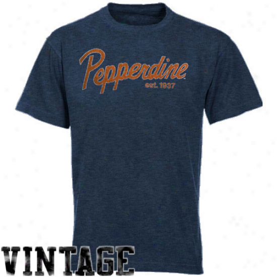 Original Retro Brand Pepperdine Waves Melange Vintage Preium Tri-blend T-shirt - Navy Blue