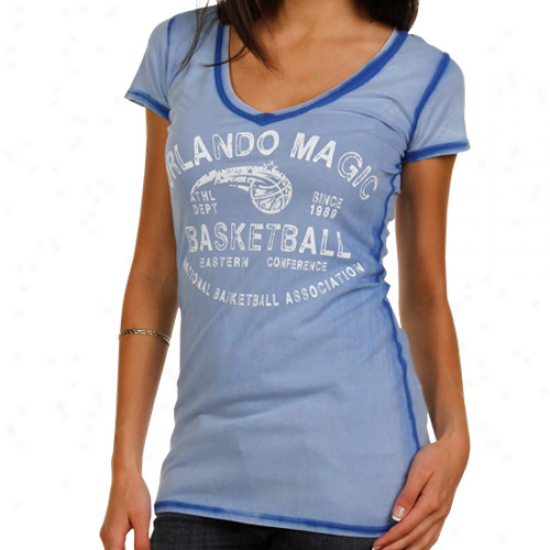 Orlando Magic Ladies Seam Wash Premium V-neck T-shirt - Royal Blue