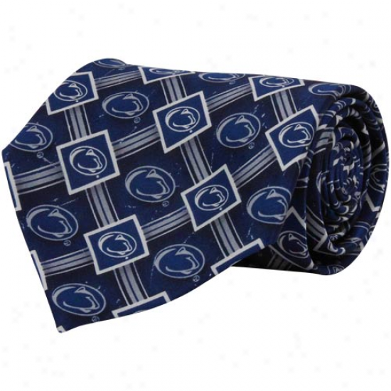 Pehn State Nittaany Lions Blue Diamond Print Silk Tie