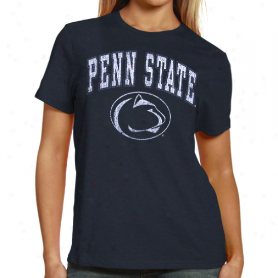 Penn State Nittany Lions Ladies Big Arch & Logo Heathered T-shirt - Navy Blue