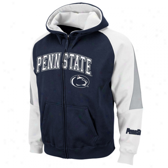 Penn State Nittany Lions Navy Blue-white Playmaker Full Zip Hoodie Sweatshirt