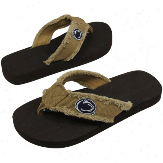 Penn State Nittany Lions Unisex Frayed Khaki Flip Flops