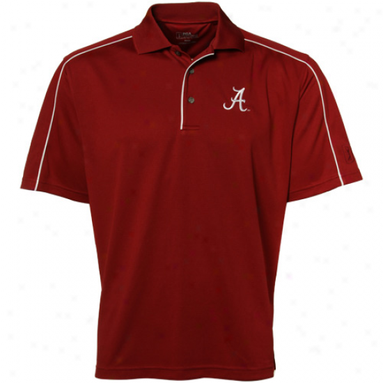 Pga Tour Alabama Crimson Tide Crimson Piped Polo