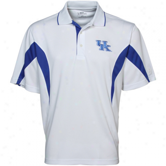 Pga Tour Kentucky Wildcats White Color Simpleton Polo